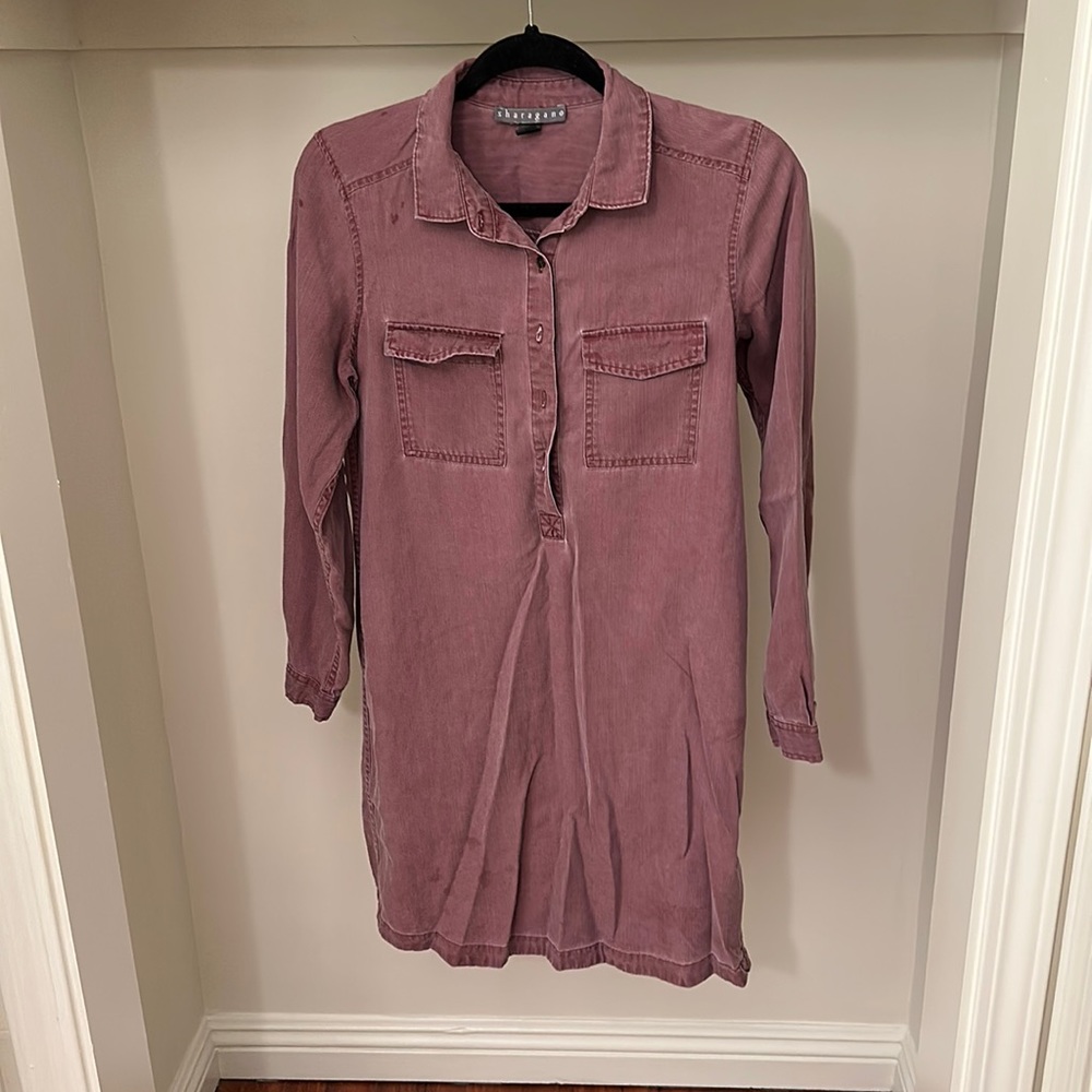 Sharagano, Pale blush burgundy, shirt dress, size S